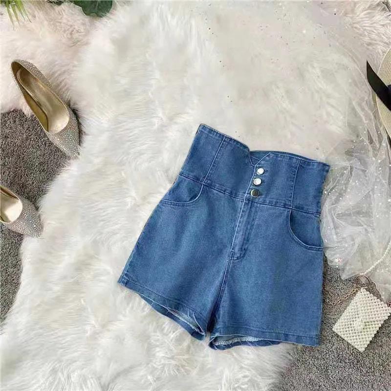 High Waist Denim Shorts Female Summer Retro Student Korean Version Was Thin and Wild Loose Wide-leg Shorts