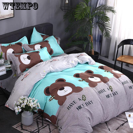 Cover Set Cartoon Single Bed Duvet Bedding Sweet Dream for Kids Girls 3/4pcs Colorful