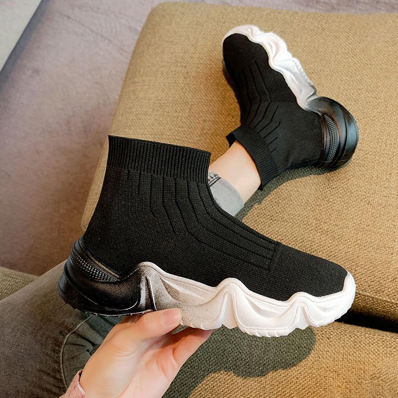 Spring and Summer Breathable Stretch Socks Shoes Women's High-top Ankle Boots Korean Style All-match Knit Boots