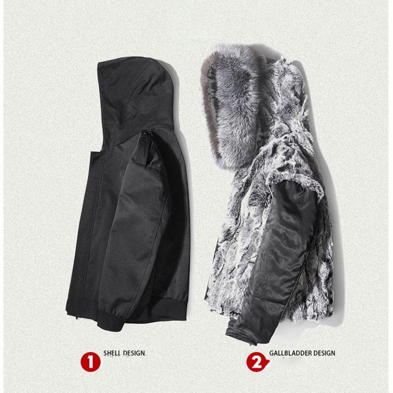 Winter Fashion Fur One Male Fox Fur Collar Parker Clothing Rex Rabbit Fur Liner Fur Short Jacket