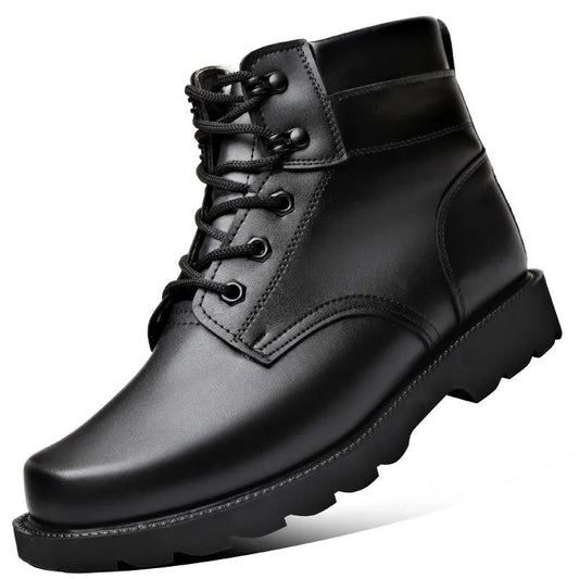 New Faux Leather Boots Winter Cotton Boots for Men and Women Warm Cotton Shoes Combat Boots Non-slip Thick-soled Martin Boots