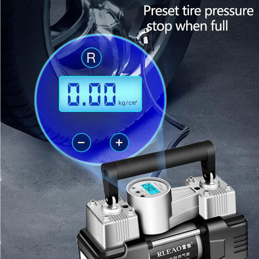 Dual-cylinder High-power Car Air Pump Set Portable Digital Tire Inflator Multi-function Car Pump Cigarette Lighter Head