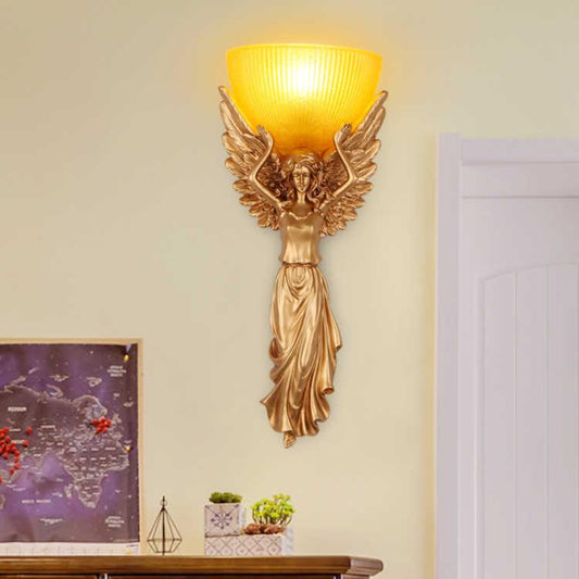 Goddess angel decorative wall lamp living room bedroom bedside aisle creative retro wall lamp gold