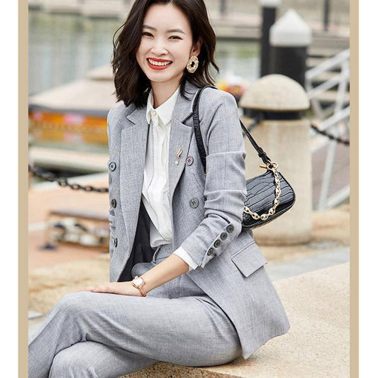 Spring and Autumn Suit Two-piece Suit Temperament Business Wear Fashion Casual Work Wear Formal Jacket Women