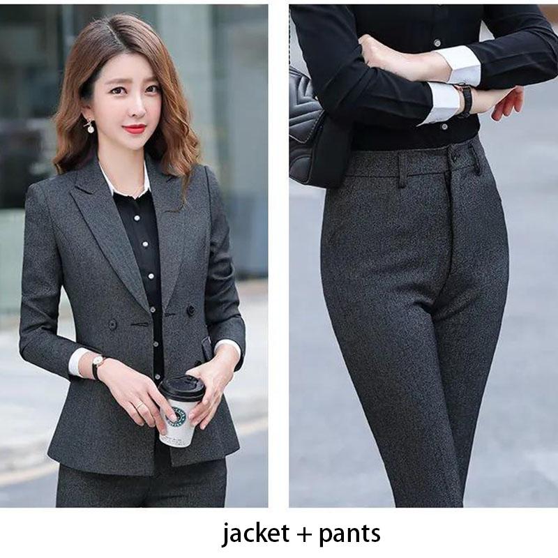 Solid Color Suit Suit Female Suit Interview Work Overalls Professional Temperament Formal Dress Two-piece Suit Jacket + Pants