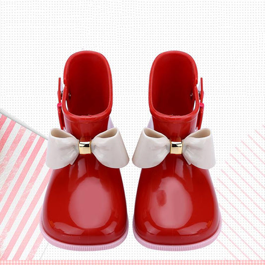 Children's Rain Shoes Water Shoes Non Slip Girls and Boys Bow Decoration Rain Boots Cartoon Four Seasons Rubber Rain Boots