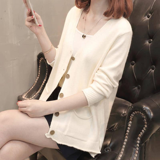 Winter Women Warm Casual Long Section Button Breasted Soft Cardigans Sweater Coat Jacket