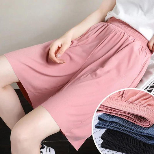 Ice Silk Wide-leg Plus Size Shorts Women's Summer Loose High Waist Thin Pants Thin Casual Five-point Pants