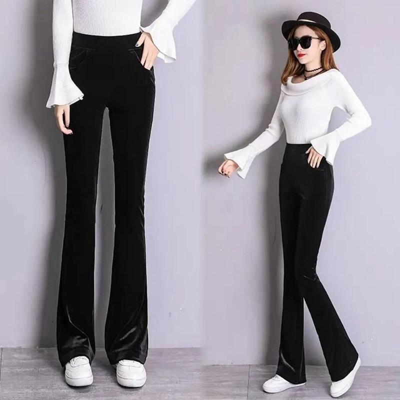 Small Cough Trousers Autumn and Winter Trousers Velvet Wide-leg Pants Women's Gold Velvet Micro-flared Casual Pants
