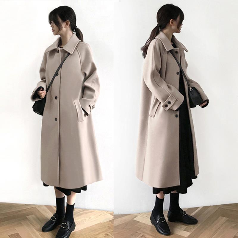 Thick over-knee woolen coat woman clothing woolen coat female mid-length autumn and winter