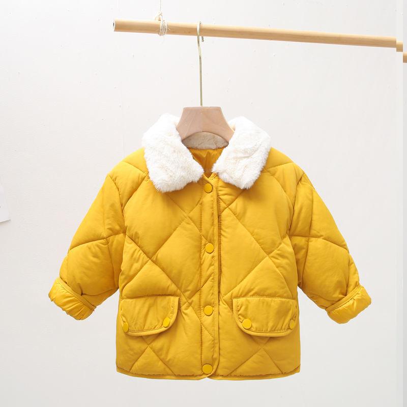 Girls' Padded Warm and Windproof Jacket Plus Velvet Thick Winter Clothes