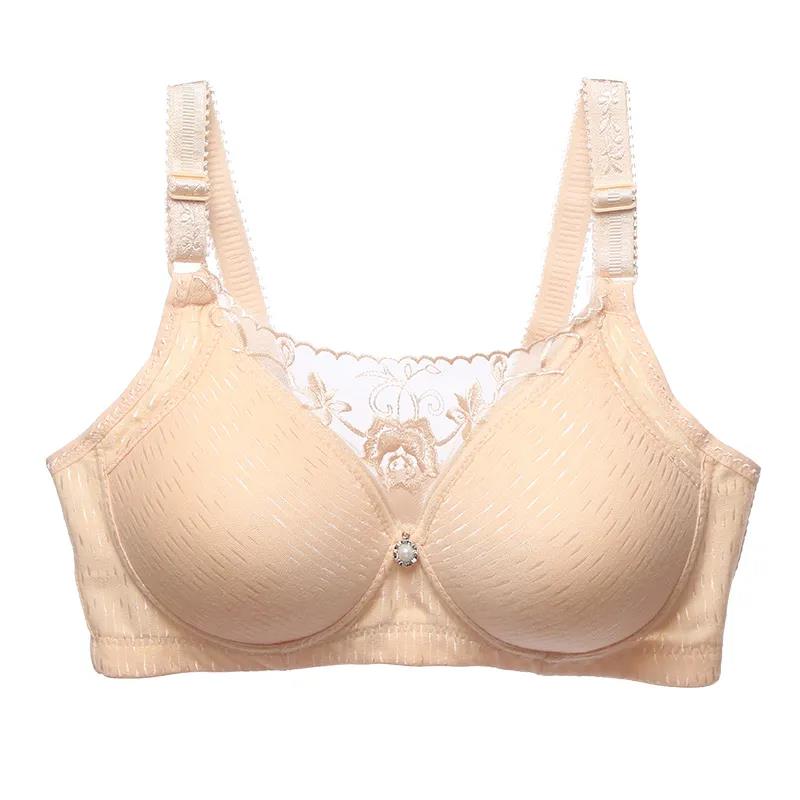 Women Medium Mold Cup Tube Top Sexy Lace Anti-glare Anti-sagging Adjustment Type Without Steel Ring Upper Support Breathable Cotton Bra