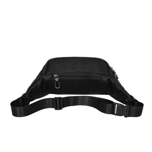 Casual Waist Bag Black Leather Rivet Chest Bag Mobile Phone Bag Outdoor Sports Shoulder Bag