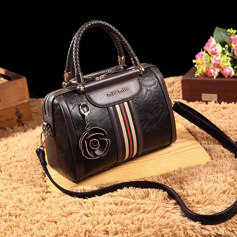Leather HandBag Women Rose Flower Crossbody Shoulder Bags Totes