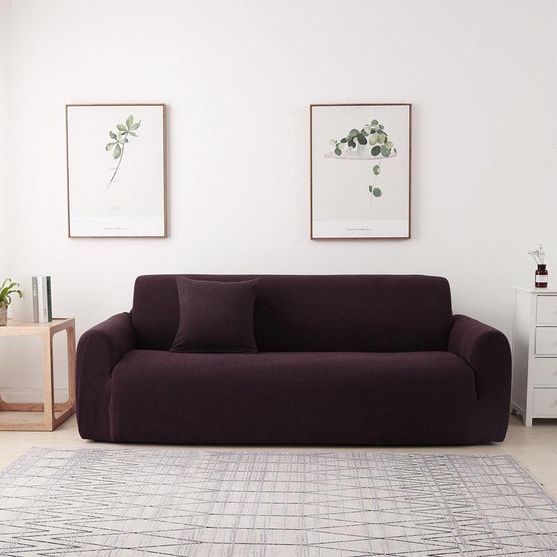 Monochrome Sofa Cover Corn velvet Anti-Slip Slipcover Solid simple Stretch Tight Couch Cover