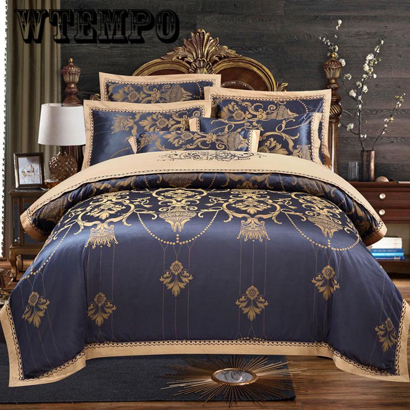 European Bedding Set Jacquard Luxury Stain Bed Set Bed Cover Sheet Queen King Duvet Set Cover
