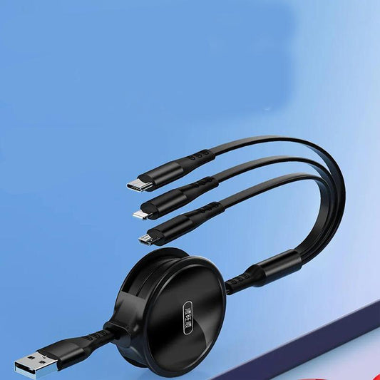 1.2m Long USB Car Data Cable Three-in-one Data Cable Android Apple Type-C Connector Electronic Device Charging Cable