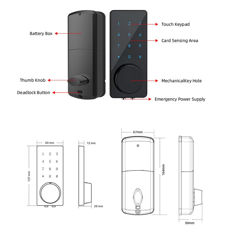 Indoor Wooden Door Lock Replace Spherical Intelligent Lock with Password Lock of Household Room Door Bluetooth Intelligent Lock