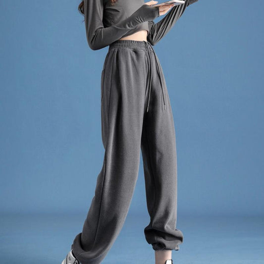 Gray Sweatpants Women's Spring and Autumn Loose-fitting Wide-leg Pants Women's Straight Casual Thin Ins Tide White Pants