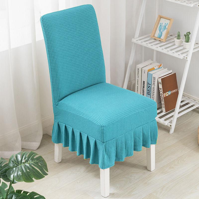 1/2/4/6Pcs Solid Velvet Chair Covers for Dining Room Party Wedding Waterproof Spandex Chair Cover with Skirt's Hemline