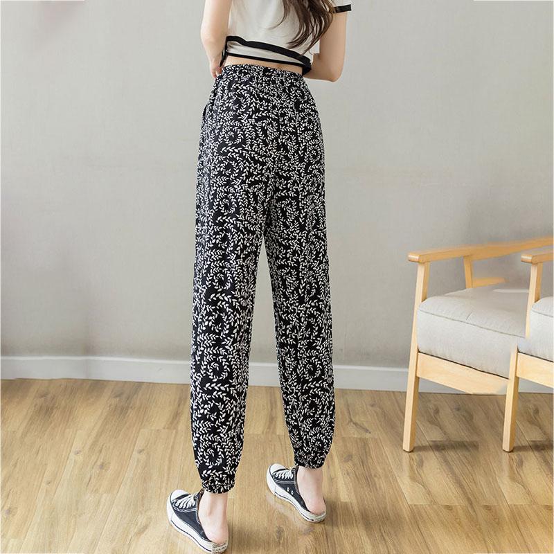Ice Silk Sports Pants Women's Summer Thin Section Loose and Thin Plus Size Casual Nine-point Pants