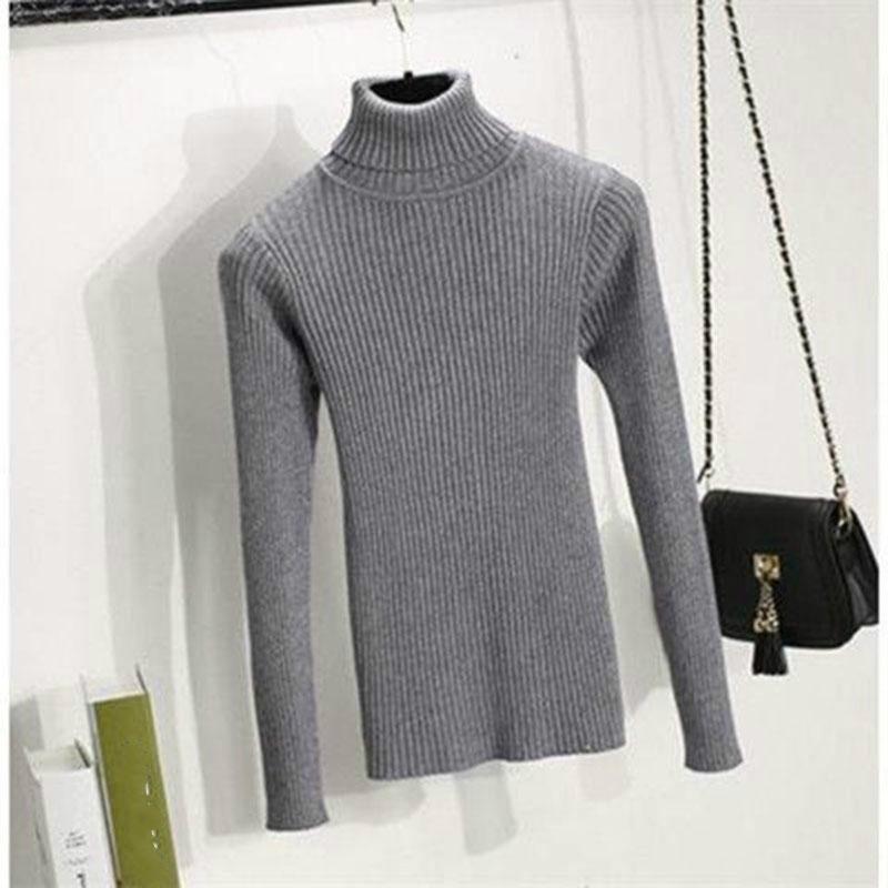 Warm Turtleneck Sweater Autumn and Winter High Collar Thick Sweater Women's Wild Long-sleeved Slim