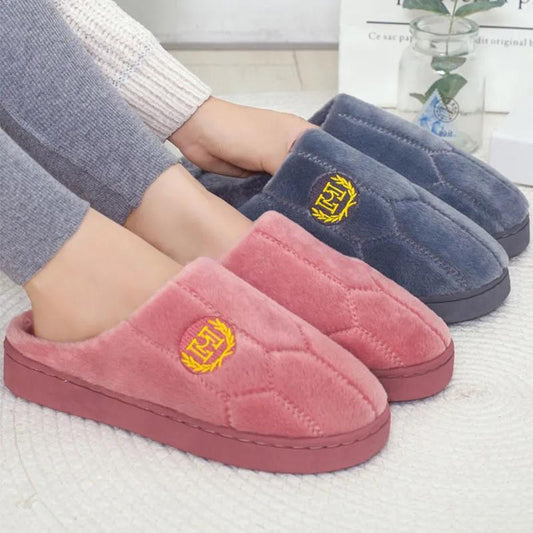 Couple Slippers Striped Cloth Bottom Warm Slippers Non Slipping Shoes