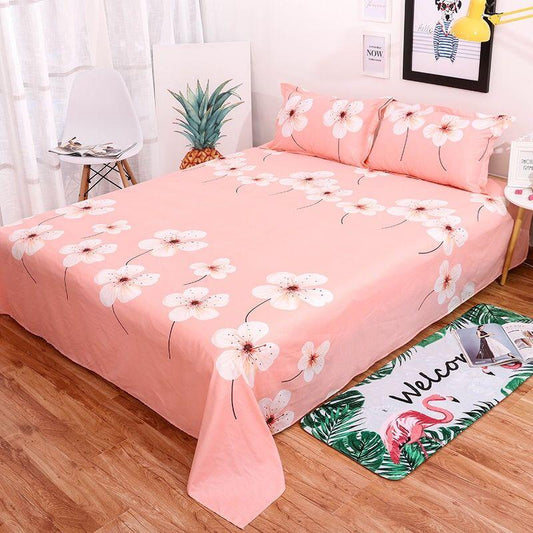 Three-piece Cotton Twill Cotton One-piece Bed Sheet Two Pillowcases Good Breathability Easy To Wash Foldable Exquisite Pattern Simple Style