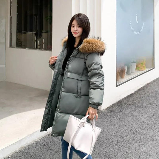 Plus Size Down Padded Jacket Women's Mid-length Korean Style Cotton-padded Jacket Loose Padded Jacket Padded Jacket