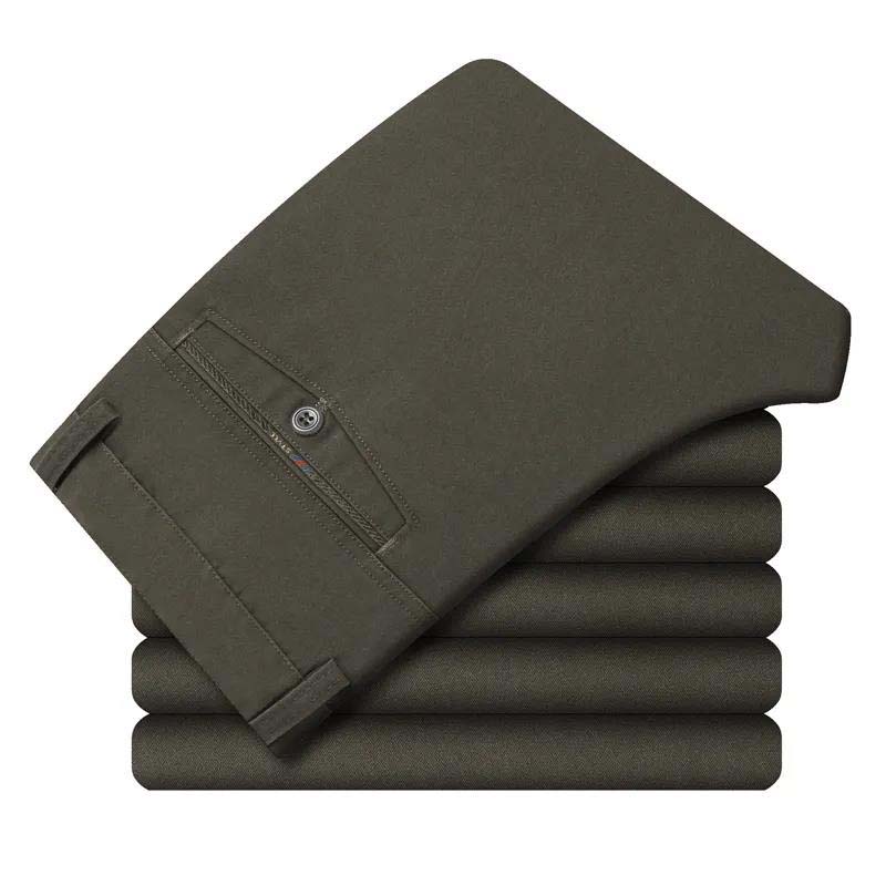 Autumn Middle-aged Men's Cotton Casual Pants Men's High Waist Straight Trousers Casual Men's Trousers