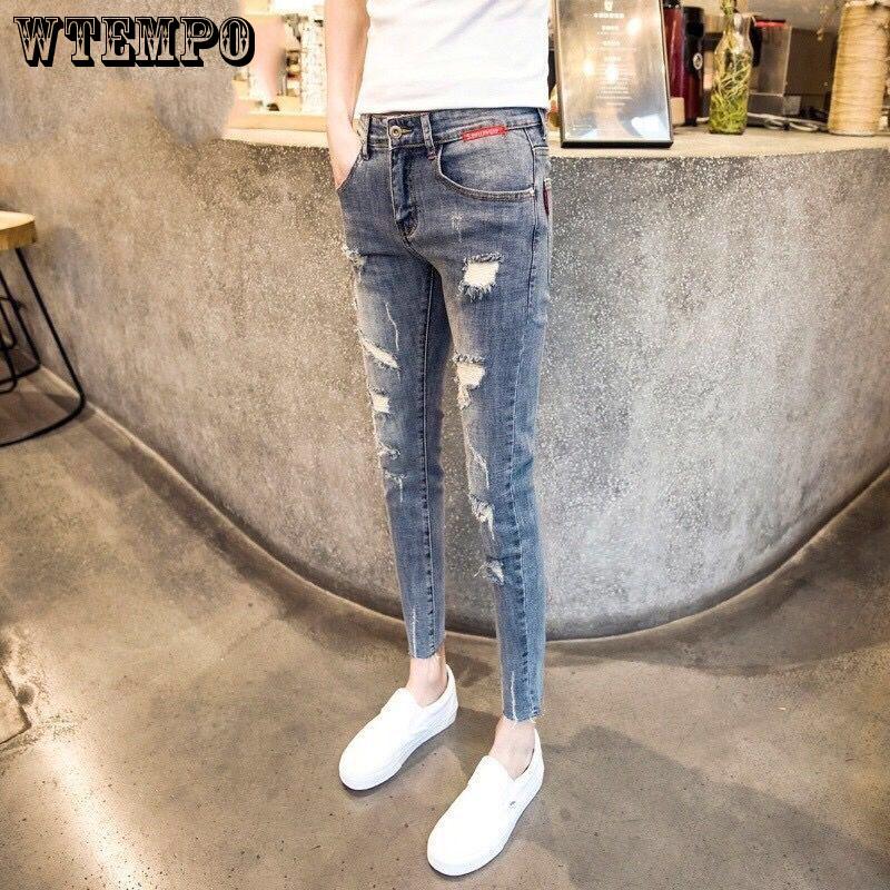 Men's Jeans Fashion Skinny Slim Painting Zipper Jeans