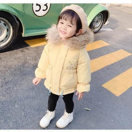 Girls' Warm and Windproof Cotton Coat Thick and Fleece Winter Jacket