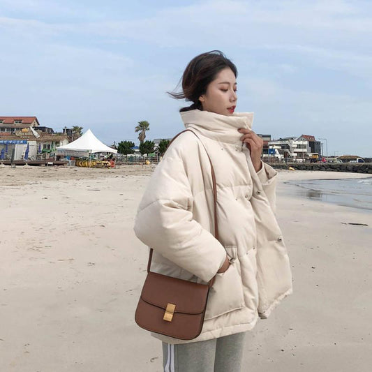Ins Style Cotton-padded Jacket Women's Winter Clothes Thickened Warm Bread Clothing Mid-length Student Cotton-padded Clothing