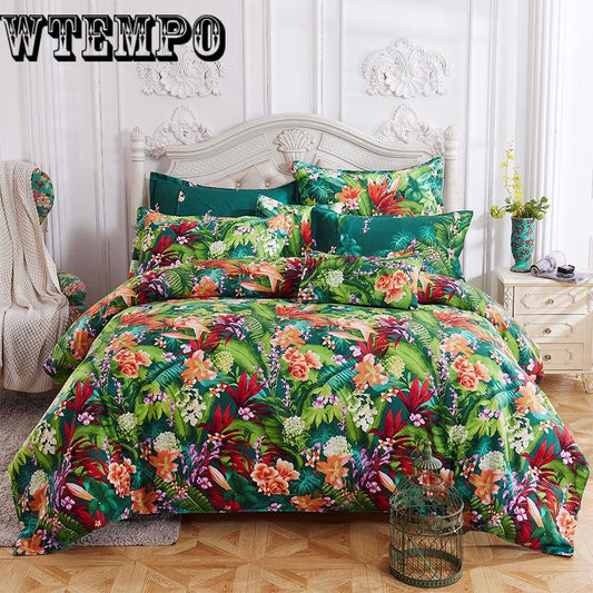 Duvet Quilt Cover Colorful Flower Reversible Soft Bedding Set Bed sheet Queen King size