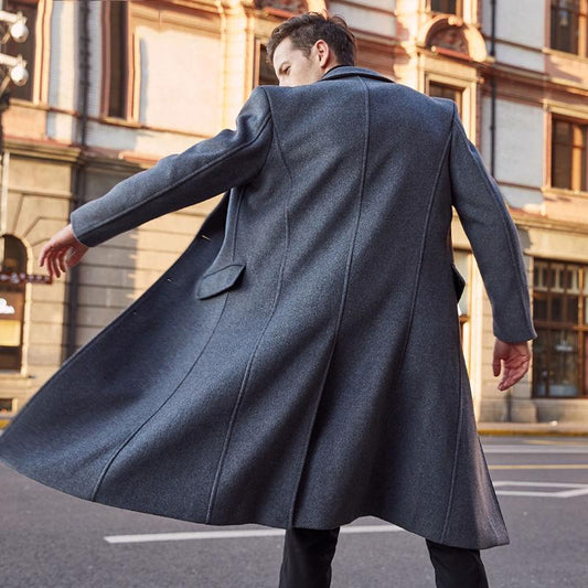 Autumn And Winter Medium and long section Woolen coat Large size Windbreaker Men's clothes