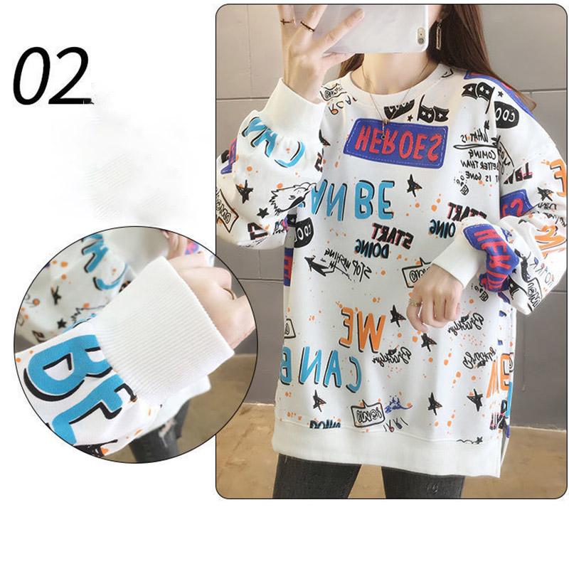 Spring and Autumn Korean Wave Plus Size Women's Sweater Loose Korean Version Long Sleeve T-Shirt Top