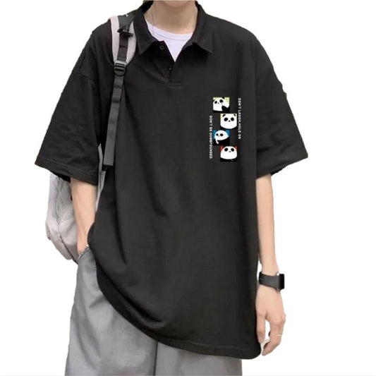 Short-sleeved T-shirt Men's Casual All-match Lapel Shirt Men's Loose Trend Half-sleeved