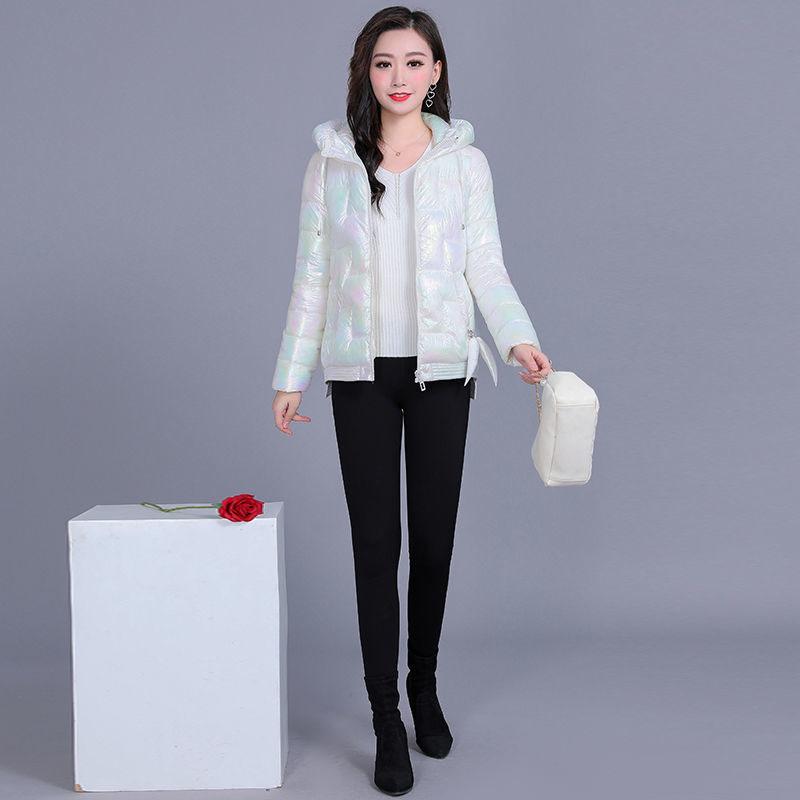 Winter Women Short Glossy Parkas Casual Female Thicken Warm Hooded Coat Windproof and Rainproof Shiny Light weight Jackets