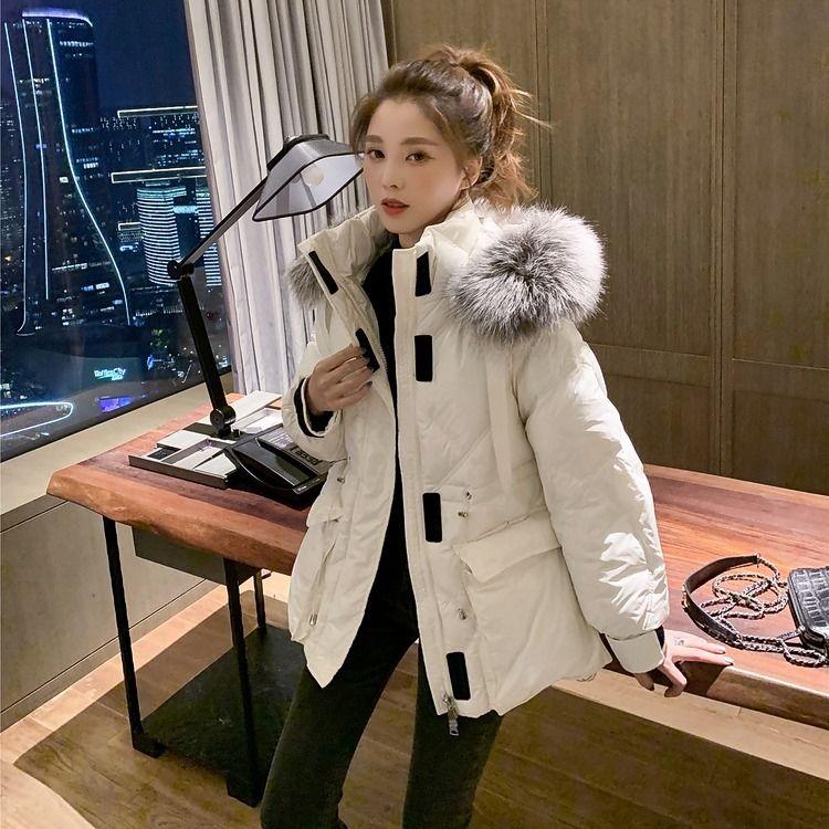 Winter Padded Down Coat Women's Short Bread Coat All-match Fur collar hood Cotton Coat
