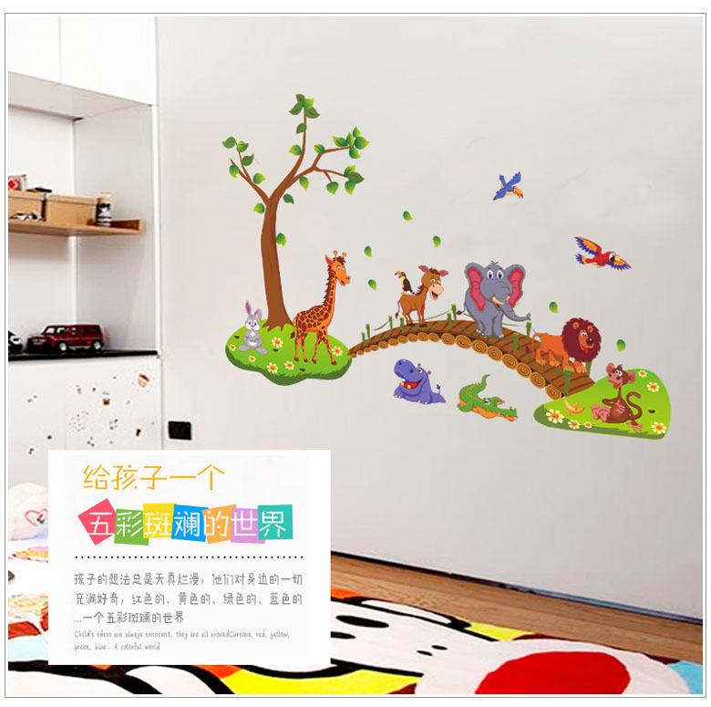 Removable Cartoon Wall Stickers Children Room Kindergarten Creative Wallpaper Animal Crossing Bridge