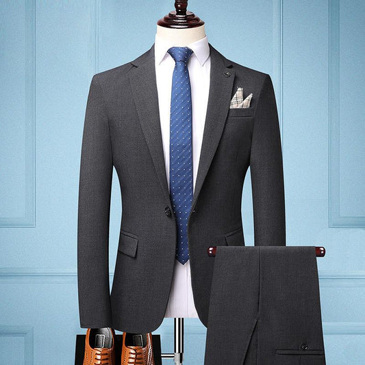 Two-piece Suit Men's Suit Jacket Trousers Spring and Autumn Small Suit Business Casual Best Man Groom Dress
