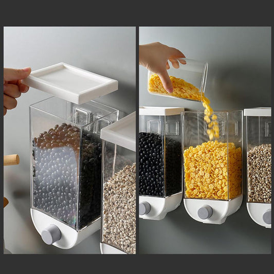 Ele-Oatmeal Wall Mounted Easy Press- Kitchen Food Storage Container Cereal Dispenser