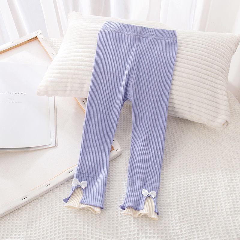 Girls' Leggings Elastic Pants Versatile Long Pants Contrast Color Lady Sweet Spring and Autumn Pants Inside and Outside