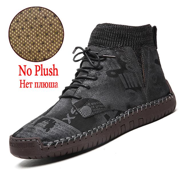 Winter Men's Boots Thick Plush Warm Men's Snow Boots Suede Men's Ankle Boots Handmade Men's Boots Winter Outdoor Men's Shoes