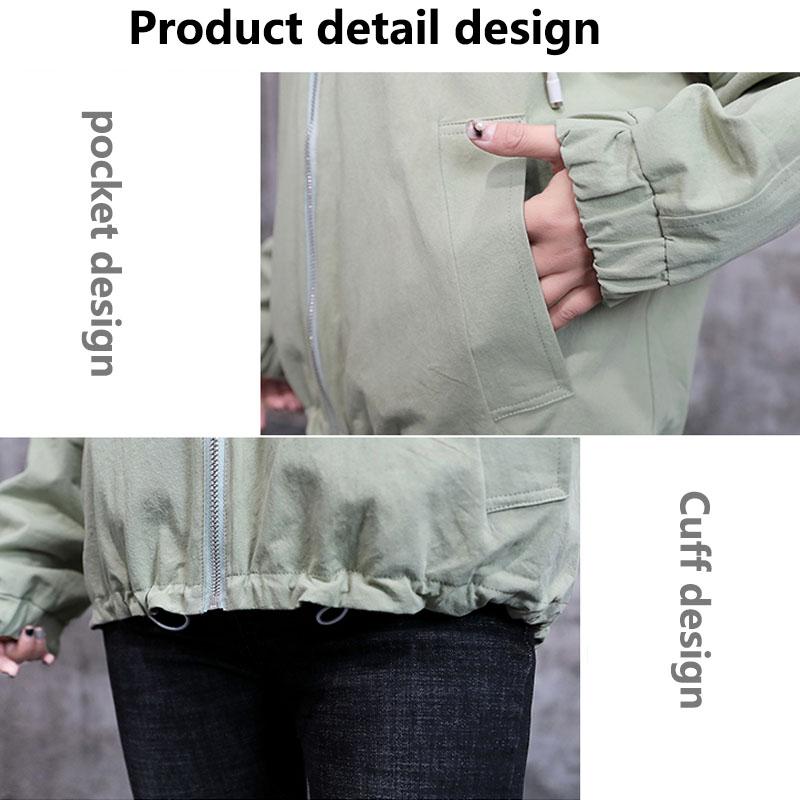 Spring and Autumn Loose Leisure All-match Sports Cardigan Windbreaker Hooded Female Coat