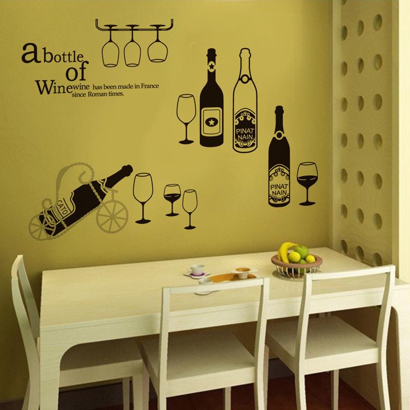 Glass wine bottle Decorative personality kitchen bar DIY creative pvc wall sticker no opp packaging