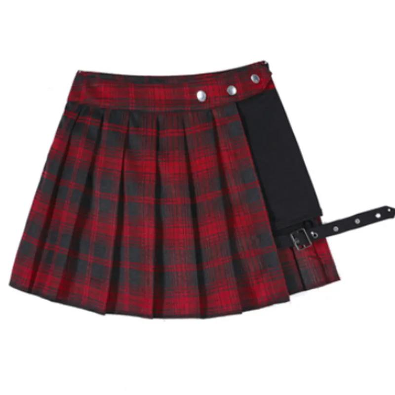 Gothic Pleated Skirt Punk Skirt Dark Series Fake Two-piece Leggings Ring Skirt Pants Irregular