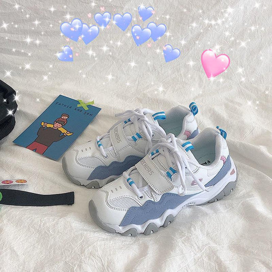 Girl Soft Sister Running Women's Shoes Ins Leather Sports and Leisure Velcro Panda Shoes Female Harajuku Style