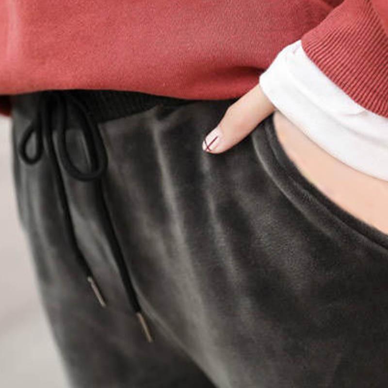Lamb Cashmere Sweatpants Women's Trendy Fashion All-match Winter Warm Harem Pants Large Size Was Thin Solid Color Pants