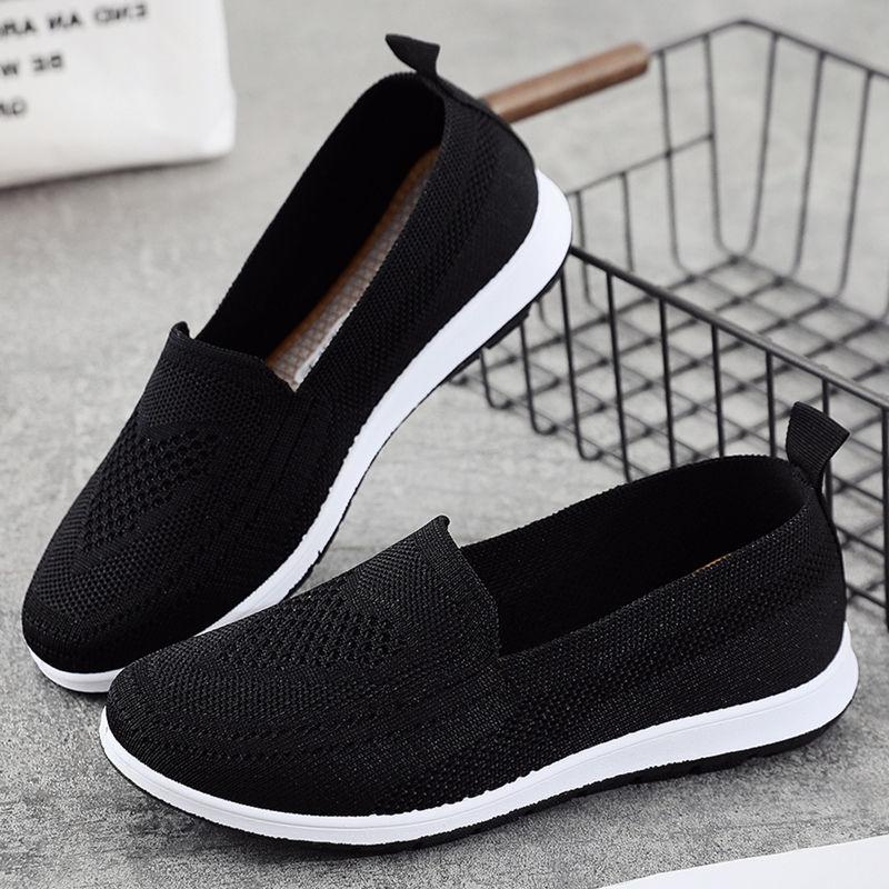Women's Shoes Knitted Sneakers Ladies Mesh Breathable Slip Woman Vulcanized Shoes Flats Spring Female Walking Footwear